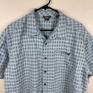 Royal Robbins Mens Classic Fit XL Blue Button Up Short Sleeve Collared Shirt
